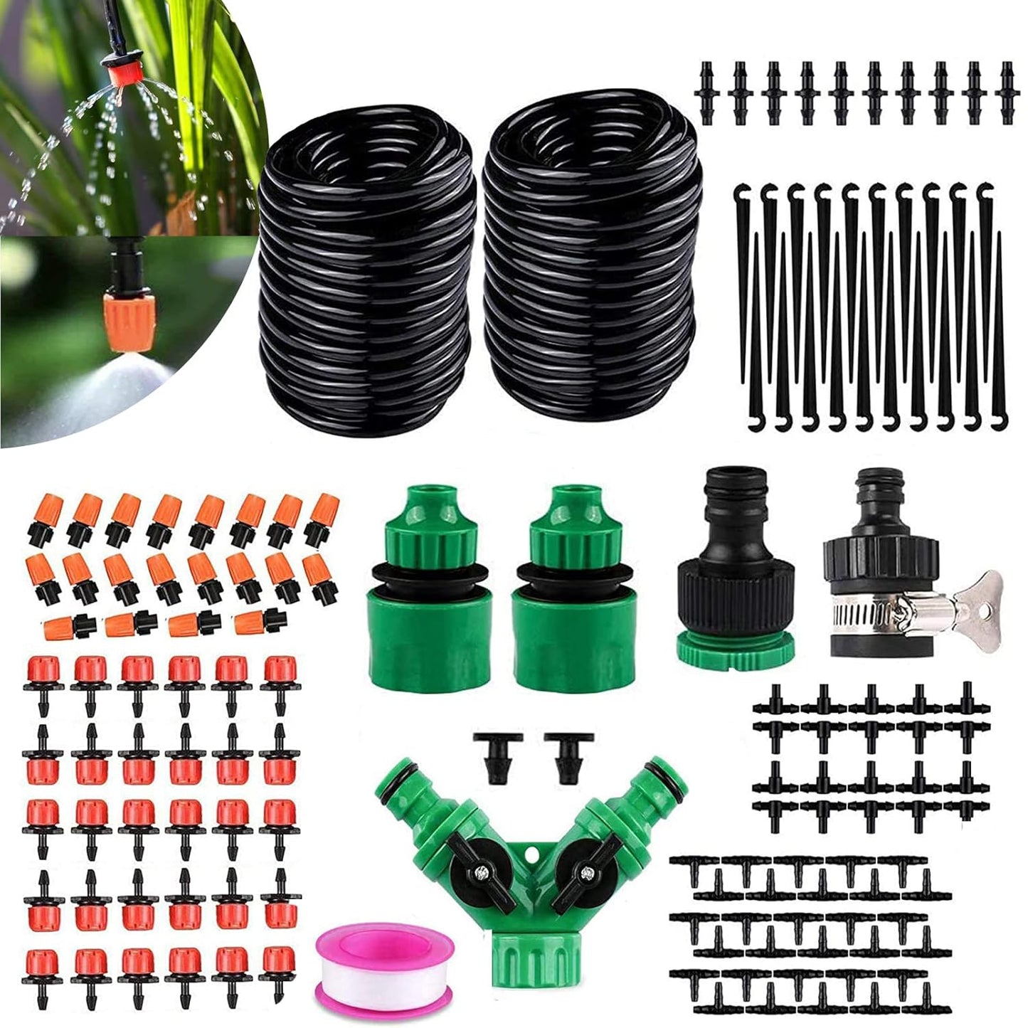 Gartenbewässerungssystem, 30 m Tropfbewässerungsset, Pflanzen-Tropfbewässerungsdüsenset
