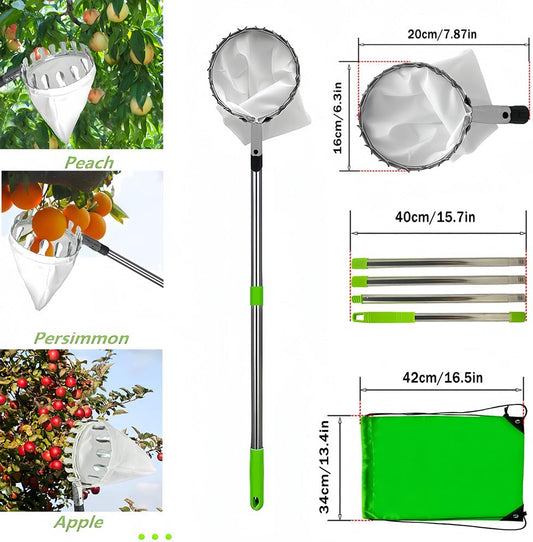 Teleskop-Obstpflücker, 3,2 m Apfelpflücker, Abnehmbarer Obstpflücker, Gartenpflückwerkzeug für Baumbirnen-Pfirsiche-Obstpflücker