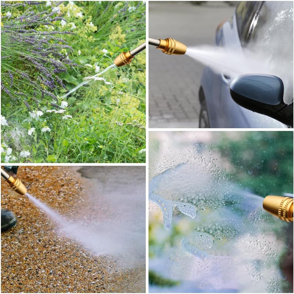 Metal watering gun, high-pressure metal watering can with brass nozzle for car washing, cleaning, watering gardens and lawns – long