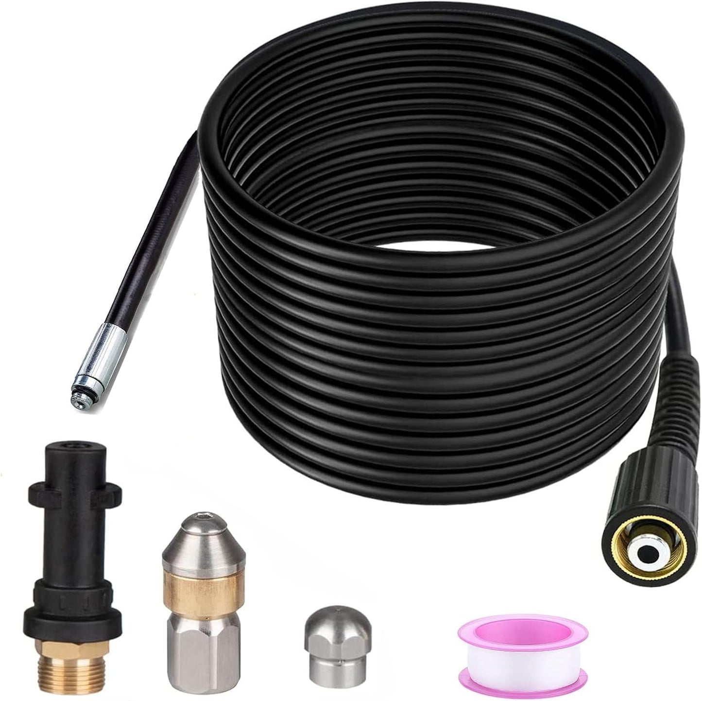 30m Rohrreiniger kompatibel mit Kärcher Hochdruckreiniger Professioneller Rohrreiniger kompatibel K2-K7/HD/HDS 180Bar 60C°