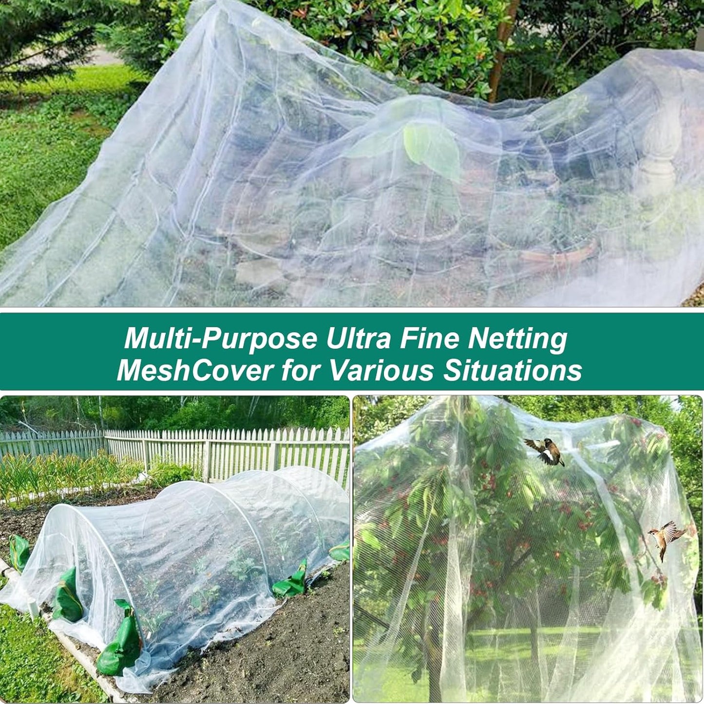 Insektenschutznetz, Gartennetz 3m x 5m, Vogelschutznetz, Insektenschutznetz für Gemüsegärten, Gartennetz zum Schutz von Pflanzen, Gemüse und Obst